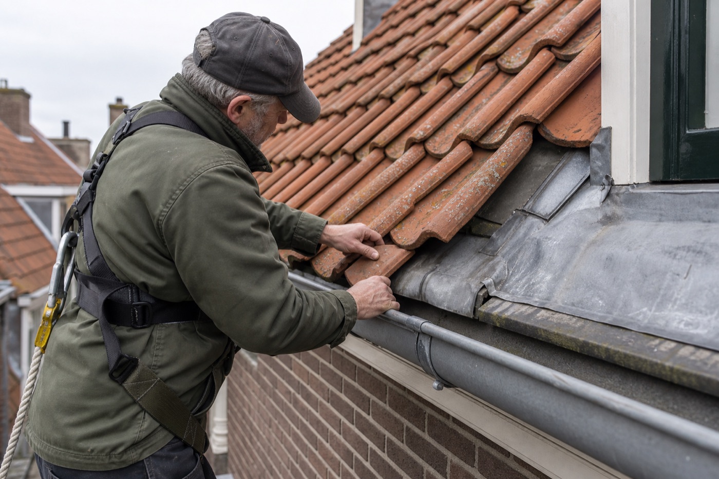 Veilige controle van dakpannen, loodwerk en dakgoot